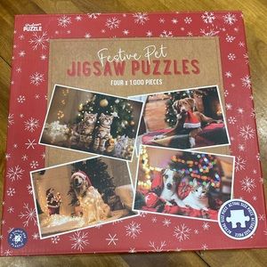 NWOT.  Professor Puzzle, set of 4, 1000 piece, holiday pet jigsaw puzzles.